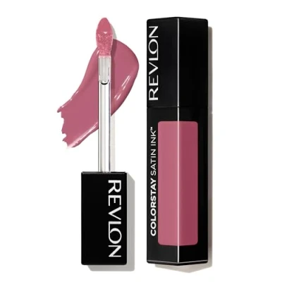 Afbeelding van REVLON Colorstay Satin Ink Lippenstift, langhoudend, tot 16 uur met hydraterende formule, zwarte bessenzaadolie en vitamine, 008 Mauvey Darling, 1 stuk, stuk