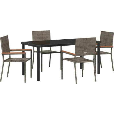 Afbeelding van vidaXL 5 Delige Tuin Eetset Grijs Poly Rattan