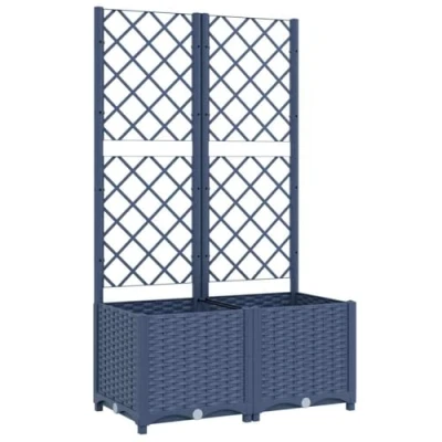 Afbeelding van vidaXL plantenbak met latwerk 80x40x136 cm polypropeen donkergrijs, planten bak, bloem bloembed, bloembak, bloemenperk,