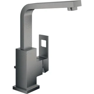 Afbeelding van Grohe eurocube wastafelmengkraan l size trekwaste eengreeps 1 gats 248mm hoogte 150mm uitloop hard graphite geborsteld 23135al0