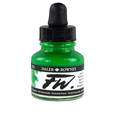 Afbeelding van Daler Rowney Acrylverf FW acrylverf, 29,5 ml flessen, verschillende kleuren smaragdgroen