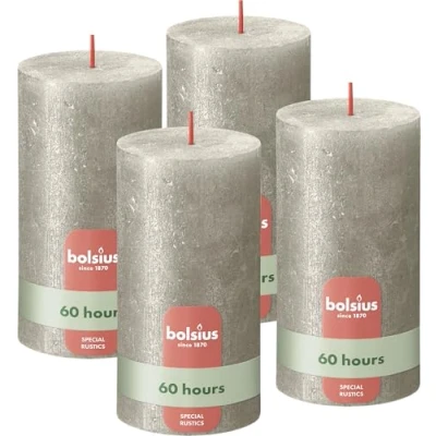 Afbeelding van Stompkaarsen Shimmer 4 st rustiek 130x68 mm champagnekleurig