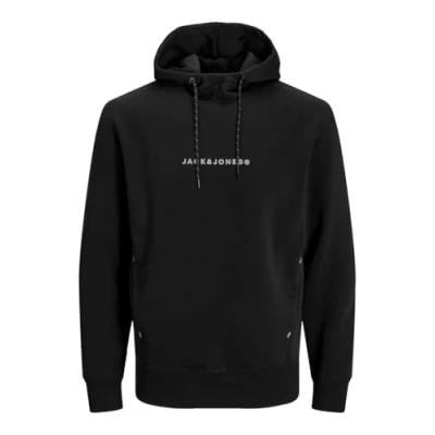 Afbeelding van JACK&amp;JONES PLUS Heren Jjtree Sweat Hood Pls capuchontrui, Zwart/print: jas &amp; jones, 6XL grote maten