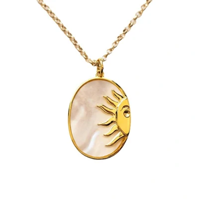 Afbeelding van Marama ketting Sun Oval goud damesketting met hanger zon verstelbaar collier cadeau dames stainless steel plating