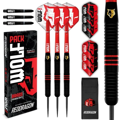 Afbeelding van RED DRAGON Wolf Pack 22g Set stalen puntige messing dartpijlen met vluchten en assen (stelen)