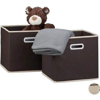 Afbeelding van Relaxdays Opbergmand stof set van 2 vouwdoos opbergdoos kastmand textielvlies grijs