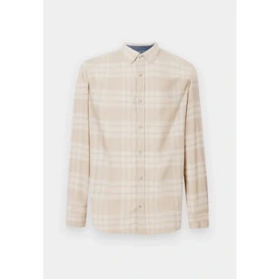 Afbeelding van TOM Tailor Tonal Check Overhemd, Heren, Maat: Large, Beige