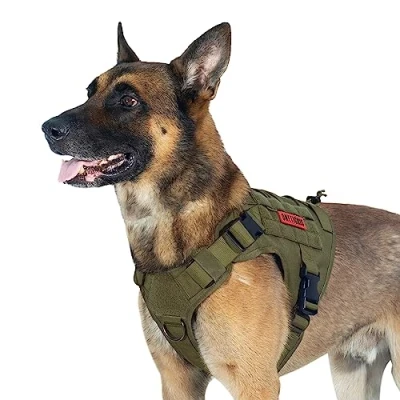 Afbeelding van OneTigris Hondentuigje FIRE Watcher Tactisch hondenvest, Molle hondentraining, service hondentuigje, 1000D nylon (XL, ranger groen)
