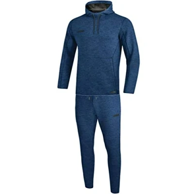Afbeelding van Joggingpak met sweaterkap Premium Basics Marine gemeleerd / 36