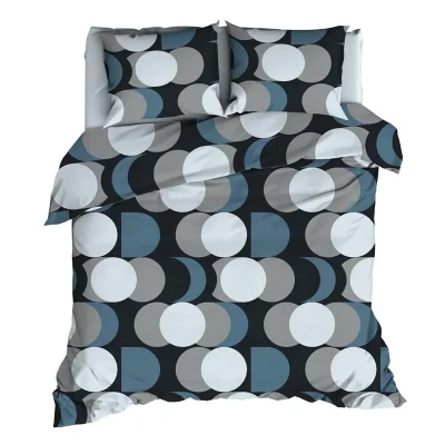Afbeelding van Dekbedovertrek Satin d&#039;Or Artballs Blauw Grijs Satijn 240 x 200 / 220 cm Lits Jumeaux