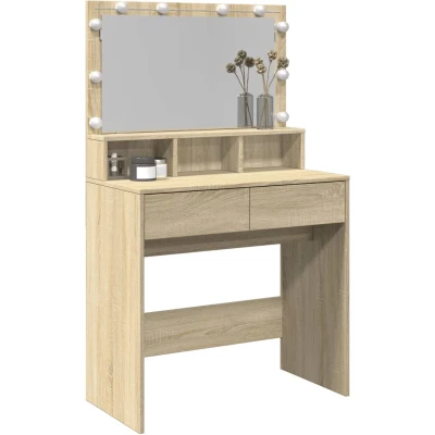 Afbeelding van vidaXL Kaptafel met LED 80x41x134,5 cm sonoma eikenkleurig