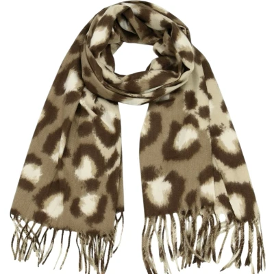 Afbeelding van Lange Warme Sjaal Panterprint Khaki Beige 180 x 70 cm (22102)