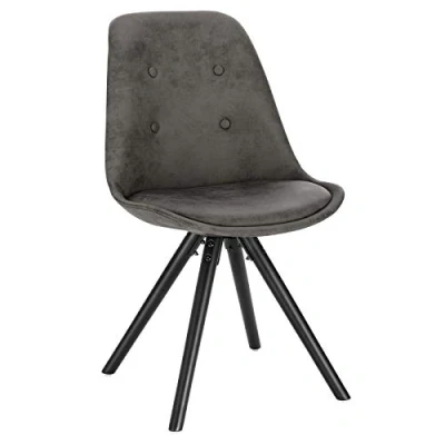 Afbeelding van WOLTU 1 X Science stoffen eetkamerstoel BH268an woonkamer stoel keuken massief houten frame antieke lederlook, antraciet