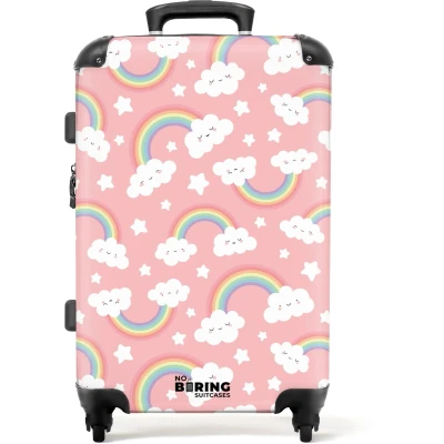 Afbeelding van NoBoringSuitcases.com® Kinderkoffer groot Kindertrolley koffer Regenbogen Wolken Rolkoffer lichtgewicht Reiskoffer met 4 wielen Grote trolley XL 20 kg bagage