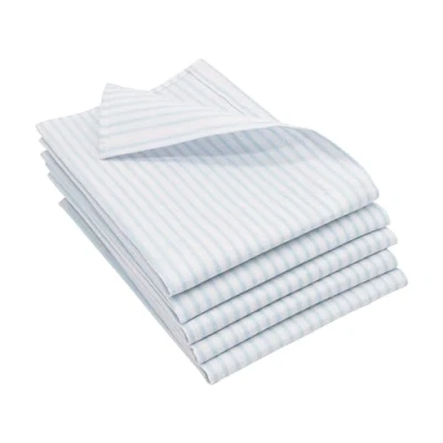 Afbeelding van ZOLLNER Set van 5 theedoeken, halflinnen, 50 x 70 cm, super absorberende en pluisvrije keukendoeken, wasbaar tot 60 C, lichtblauw wit gestreept, gastronomiekwaliteit, Oeko Tex® gecertificeerd