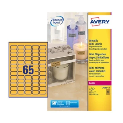 Afbeelding van Etiket Avery L7680 25 38.1x21.2mm goud 1625stuks