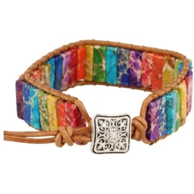 Afbeelding van Chakra leren armband gipsy style