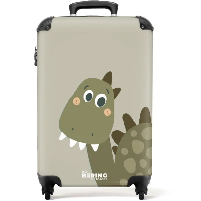 Afbeelding van NoBoringSuitcases.com® Koffer dino Groene kindertrolley jongens 55x35x25