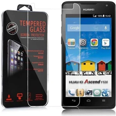 Afbeelding van Cadorabo Screenprotector geschikt voor Huawei ASCEND Y530 in KRISTALHELDER Tempered Display Pantser Film beschermglas