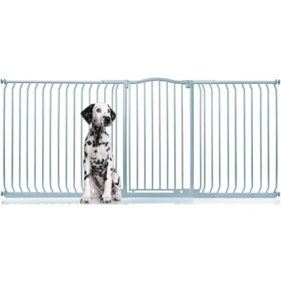 Afbeelding van Bettacare Extra Hoge Hondenhekje met Gebogen Bovenkant Assortiment, 225cm 234cm (69 opties beschikbaar), Mat Grijs, Hoog 100cm in Hoogte, Drukfit Hekje voor Hond en Puppy, Huisdieren Honden, Eenvoudige Installatie