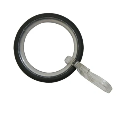 Afbeelding van GARDINIA Gordijnringen Elba, 10 stuks, incl. glij inzetstuk en gordijnhaak, Ø 29/38 mm, breedte: 3,5 metaal, steengrijs