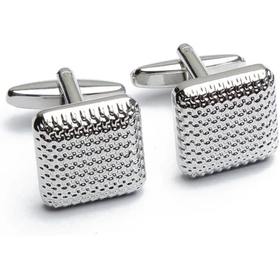 Afbeelding van Heren Manchetknopen Klassiek Mannen Vierkant Ribbel Patroon Zilverkleurig Formeel Kerstcadeau Valentijnsdag Cadeau