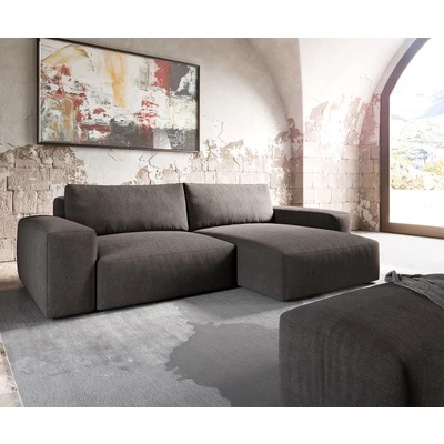 Afbeelding van Hoekbank Lanzo XL microvezel kaki bruin 270x180 cm variabele fauteuil met hocker