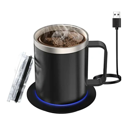 Afbeelding van Lamker 300 ml USB kopjeswarmer, drankverwarmer, elektrische koffiekopjeswarmer, 304 roestvrij staal, beker voor thuis, kantoor, het verwarmen van koffie, thee, constante temperatuur, 55 C