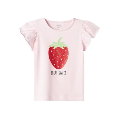 Afbeelding van NAME IT MINI t shirt lichtroze met glitter