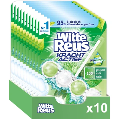Afbeelding van 10x Witte Reus Toiletblok Kracht Actief Pro Nature Munt Eucalyptus
