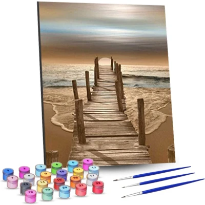 Afbeelding van Rubye® Schilderen Op Nummer Volwassenen Zonsondergang Met Canvas Schildersdoek en Penselen 40x50cm