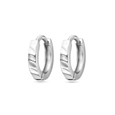Afbeelding van Trendjuwelier huiscollectie Klapcreolen Vlak Zilver Gerhodineerd