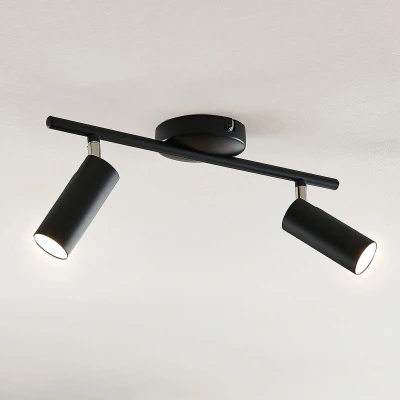 Afbeelding van Lindby LED plafondlamp 2lichts kunststof, metaal H: 17 cm zwart Inclusief lichtbronnen
