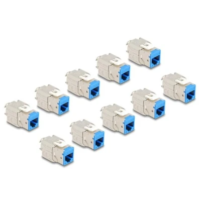 Afbeelding van Delock Keystone Modul RJ45 Buchse zu LSA Cat.6A werkzeugfrei blau Set