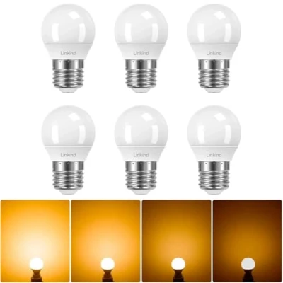 Afbeelding van Linkind Dimbare E27 Golf P45/G45 LED lamp 5W, vervangt 40W gloeilamp, 2700K warmwitte met 470lm, CE/RoHS/ErP gecertificeerd, verpakking van 6 stuks…