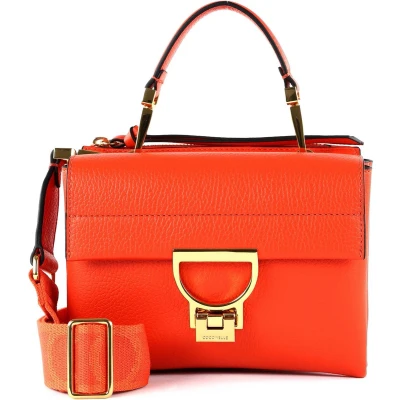 Afbeelding van COCCINELLE Leren Schoudertas Handtas Arlettis Signature Handbag Grained Leather Gazpacho Oranje