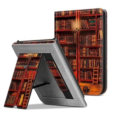 Afbeelding van Fintie Hoes voor Pocketbook Touch HD 3 / Lux 4 5 Basic 2 Color (2020) e Book Reader kickstand beschermhoes met kaartenvak, polsband en Auto Wake/Sleep, De Bibliotheek