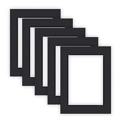 Afbeelding van nielsen Conservation Passepartout karton 2,2 mm set van 5 buitenformaat 30x40 cm voor beeldformaat 20,5 x 29,5 (DIN A4) zwart glad oppervlak