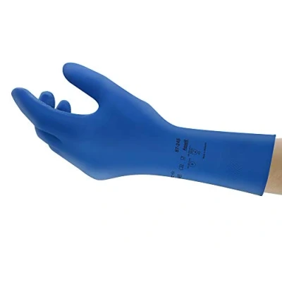 Afbeelding van AnsellComasec &amp; Marigold Ansell Foodsure U12B / 9.5 natuurrubberilatexhandschoen, chemicaliën en vloeistofbescherming, maat 9,5, blauw (12 paar per zak)