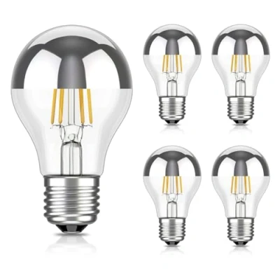 Afbeelding van ledscom.de 5 stuks E27 LED lamp, A60, warm wit (2700 K), 4.1 W, 461lm, hoofdspiegel (zilver)