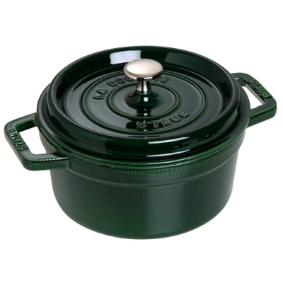 Afbeelding van Staub 1102285 Cocotte/braadpan, rond met deksel 22 cm, 2.6 L, matzwart email aan de binnenkant van pot