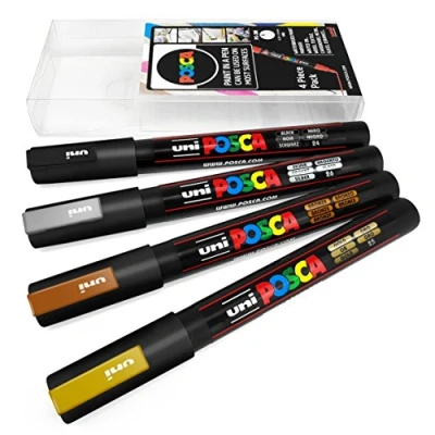 Afbeelding van Uni Ball Posca PC 3M verfstiften, set van 4 in kunststof etui, pasteltinten