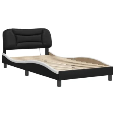 Afbeelding van vidaXL Bedframe met LED verlichting kunstleer zwart en wit 100x200 cm
