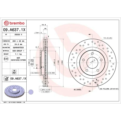 Afbeelding van Remschijf BREMBO 09.A637.1X