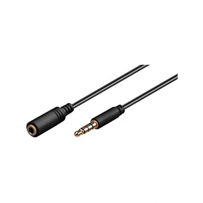 Afbeelding van 3.5 mm jack verlengkabel Goobay 0.5 meter (4 polig, Stereo, Verguld, 100% koper, Zwart)