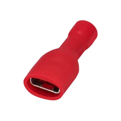 Afbeelding van Heschen Vrouwelijke Quick Disconnects Vinyl Volledig Geïsoleerde 6,3 x 0,8 mm Kabelterminal voor 0,5 1,5 mm² (22 16 AWG) Rood 100 stuks