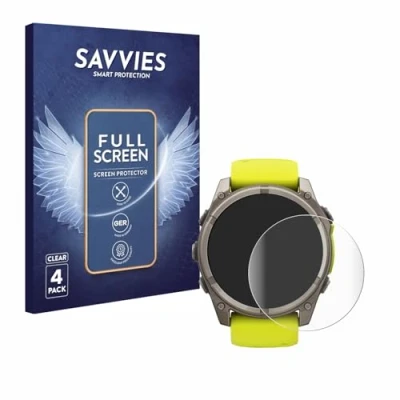 Afbeelding van Savvies Screenprotector voor Garmin Fenix 8 Solar (51 mm) Folie Beschermfolie transparant volledig dekking (4 Stuks)