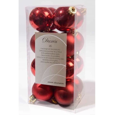 Afbeelding van Kerstballen Ø 4 cm 16 stuks (Rood)