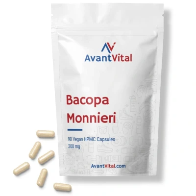 Afbeelding van Bacopa Monnieri 90 Vegan Capsules 200 mg Hoog gestandaardiseerd AvantVital Voedingssupplementen