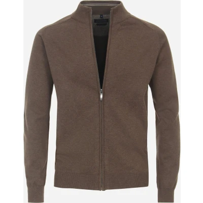 Afbeelding van Casa Moda Vest Zip Petrol Bruin maat XL Heren met Regular fit Pasvorm Katoen Suitable Herenkleding